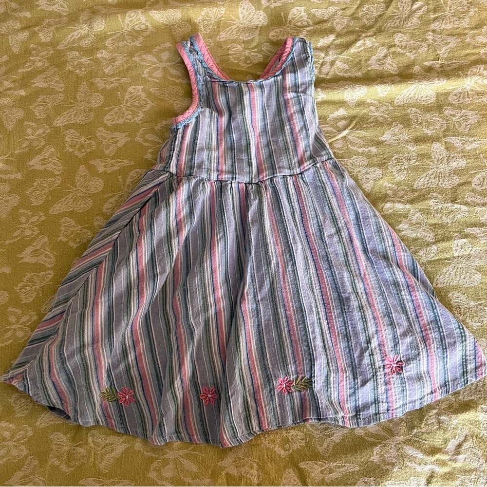 Andy & Evan Pink and Blue Striped Kids Dress